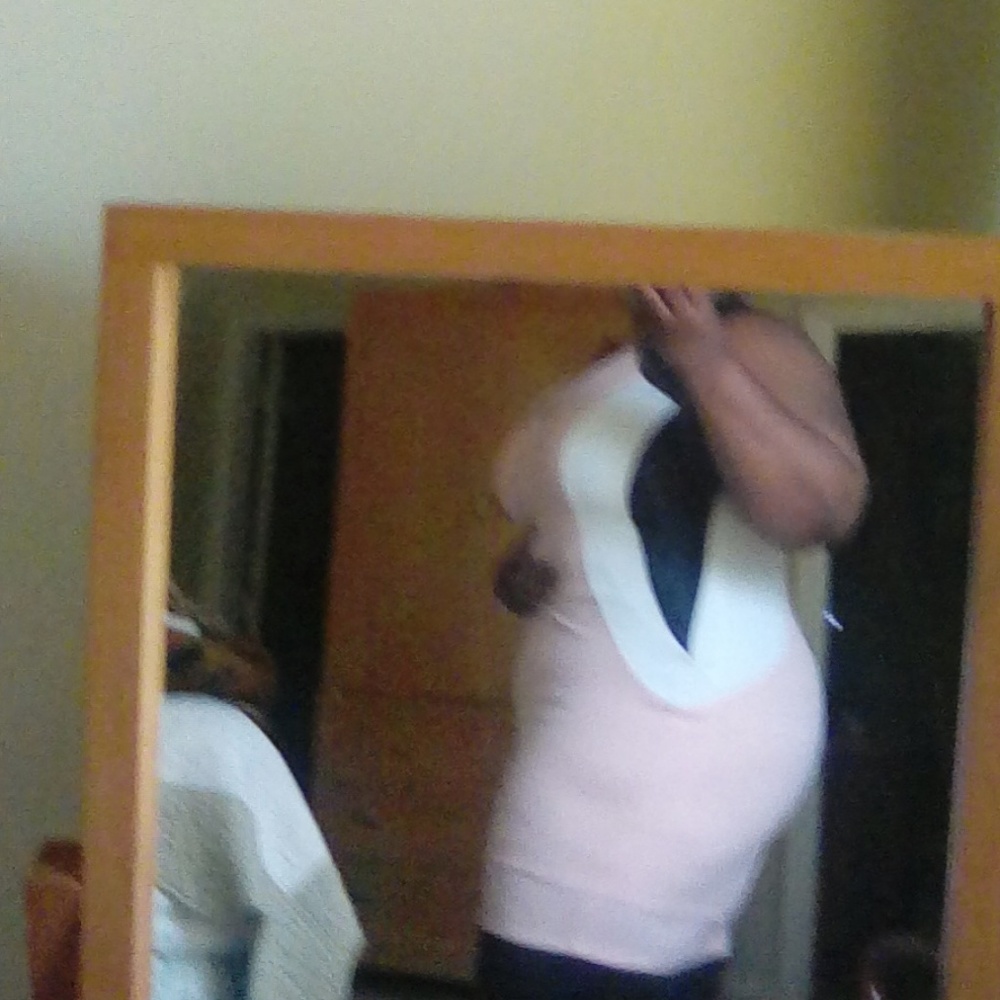 Pink white and black body con midi